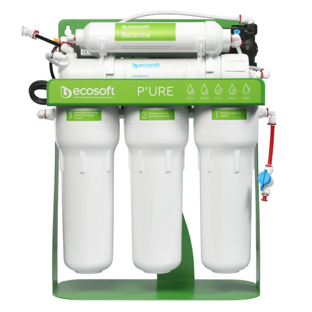 Filtr podzlewowy do wody Ecosoft Pure Balance z pompą na metalowym stojaku