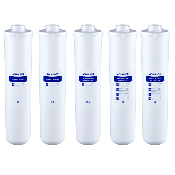 Filtr do wody Zestaw wymiennych wkładów Aquaphor 2 x K5, 2 x K2, K7M